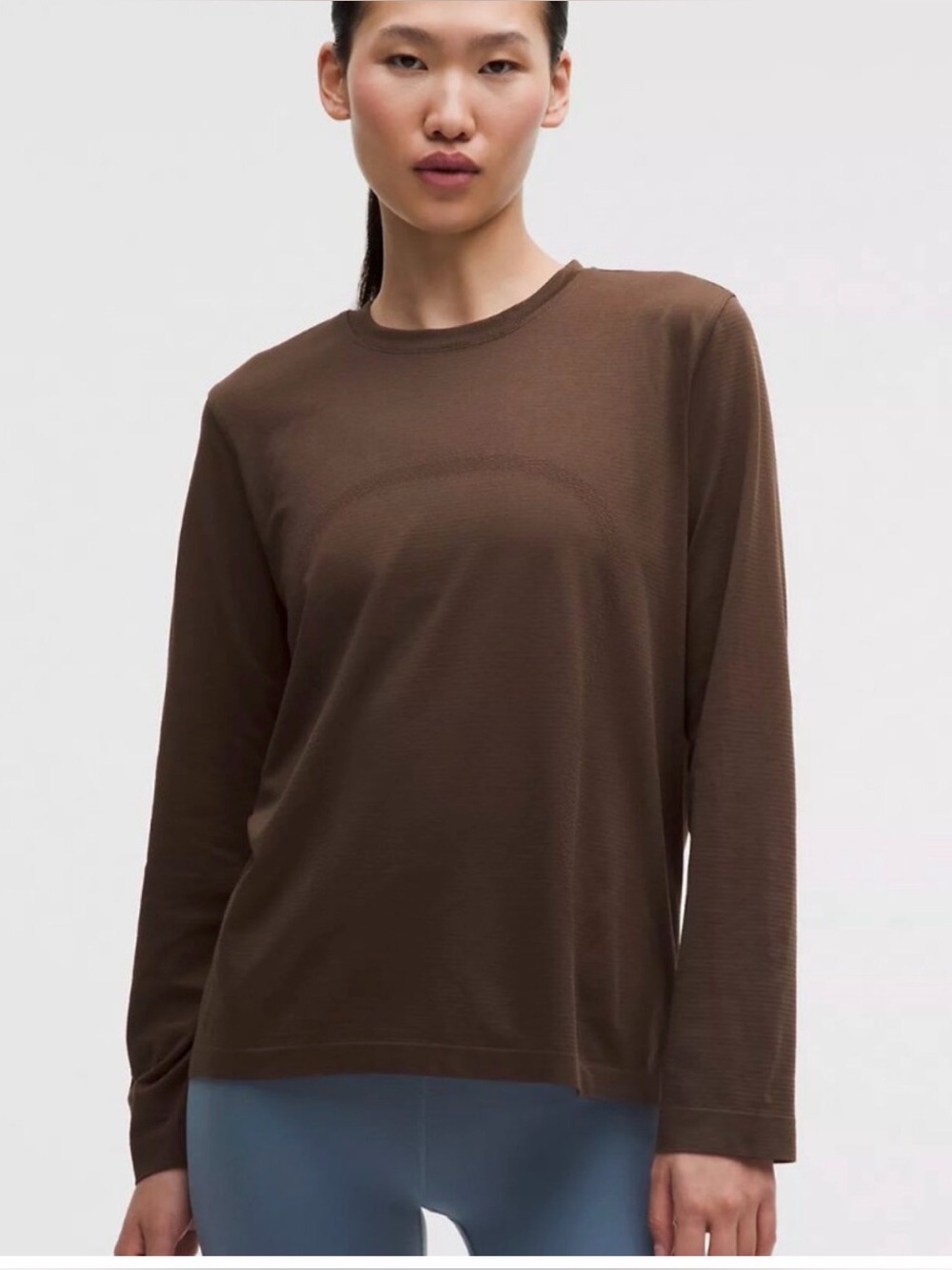Lululemon Swiftly Relaxed Long-Sleeve Shirt Hip Length Top Running Brown Size 10